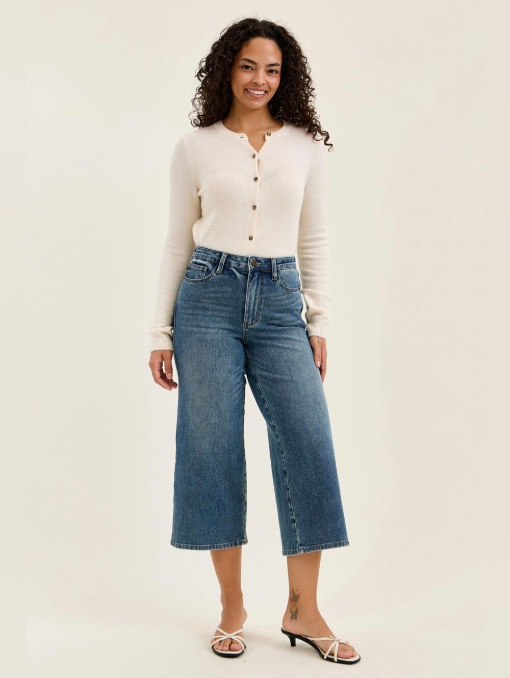 Judy Blue HR Quarry Fade Wash Wide Leg Cropped Jeans Dottie Stretch Various NEW